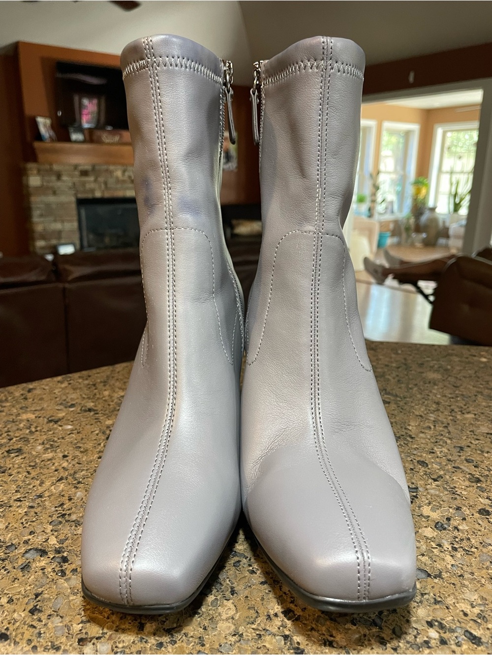Sleek Tailored Aerosoles Cinnamon Mid-Calf Squared Toe Gray 3” Heel Boot Sz 8.5 - Picture 7 of 11